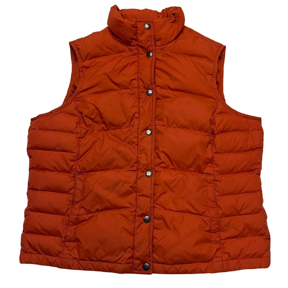 Land's End Burnt Orange Snap Up Gorpcore Hiking Down Puffer Vest Size LP 14-16